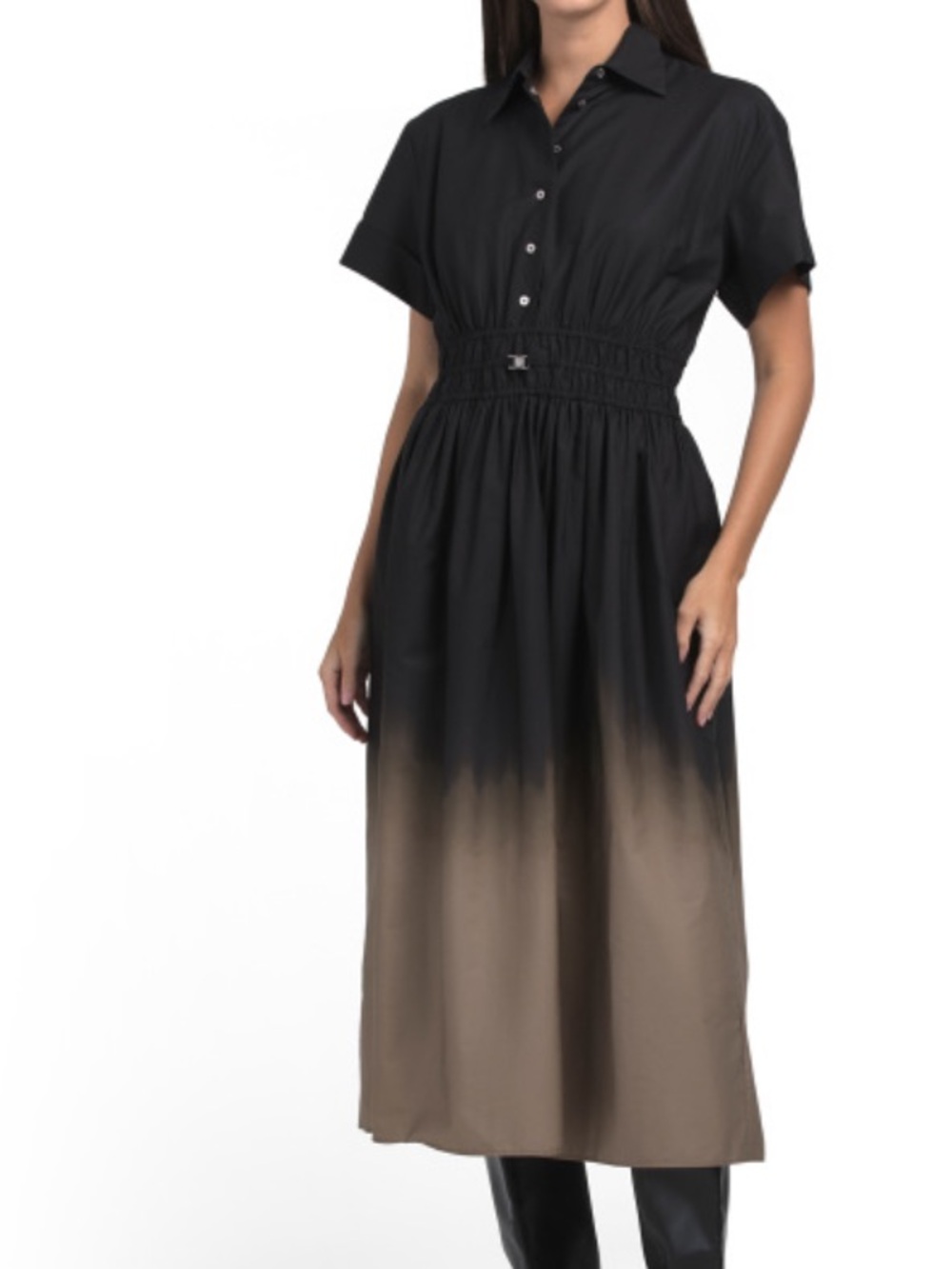 DKNY Ombre Shirt Dress - Black to Brown